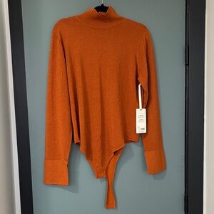 Women’s Athleta Long Sleeve Bodysuit Sweater - Rust Orange